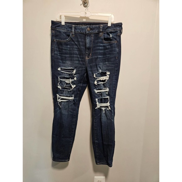 American Eagle Denim - Women's American Eagle Denim Ripped Jeans Pants Next Level Stretch Size 14 Short